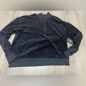Men's Black Half-Zip Velour Sweater